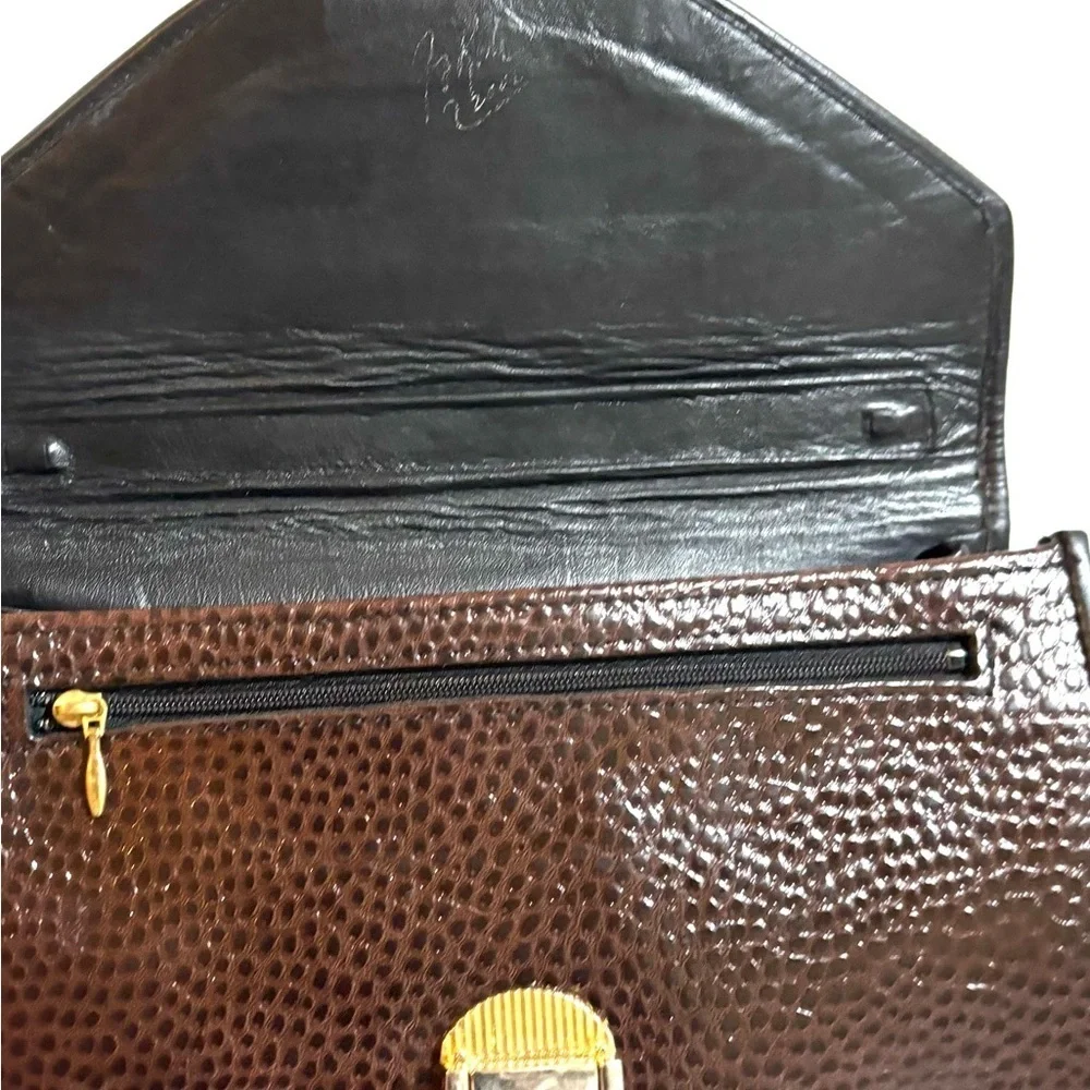 Vintage Elegant Brown black Leather Handbag